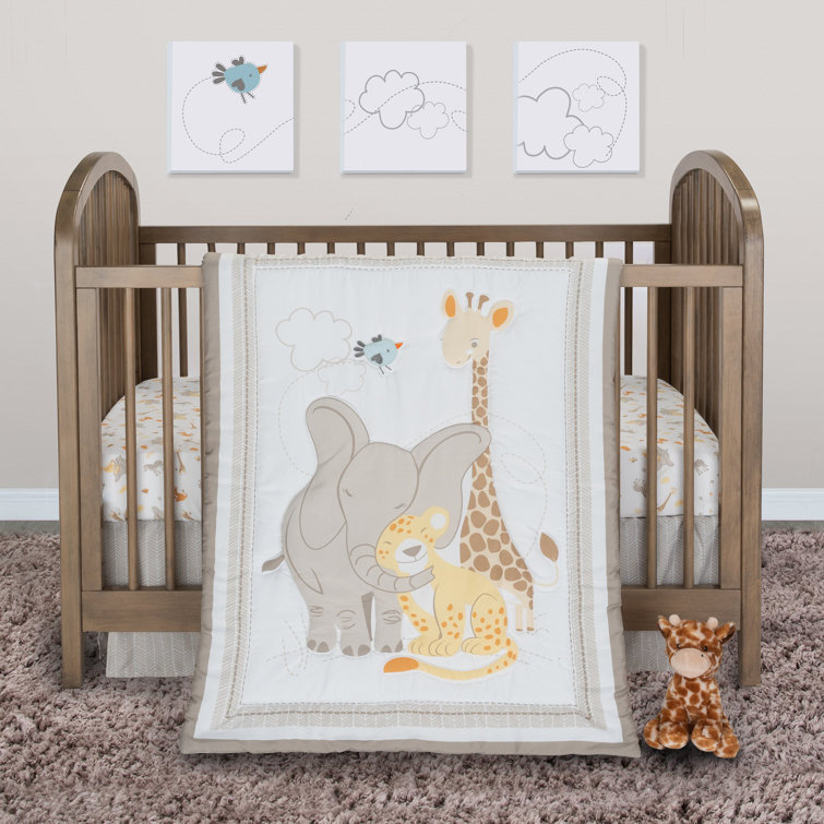 Giraffe and cheap elephant crib bedding